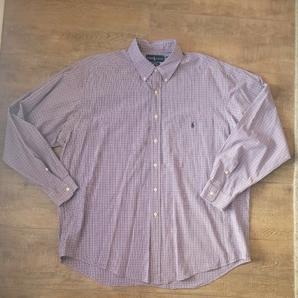 RALPH LAUREN Long Sleeve Button Shirt Mens Size XL Plaid Blake - Picture 1 of 8